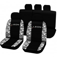 Coprisedili Compatibili con Leon 3ª Serie dal 2012 in poi bicolore nero - mimetico chiaro